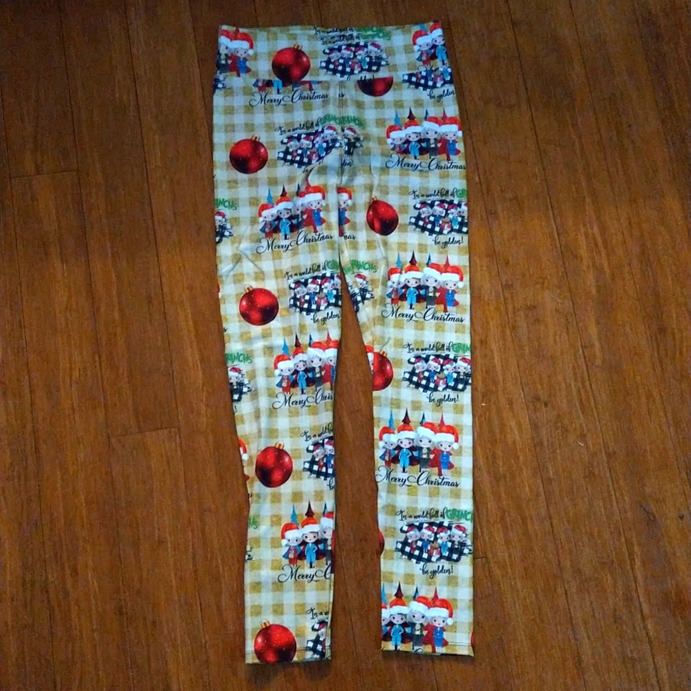 Brand New Women's Golden Christmas Leggings S/M